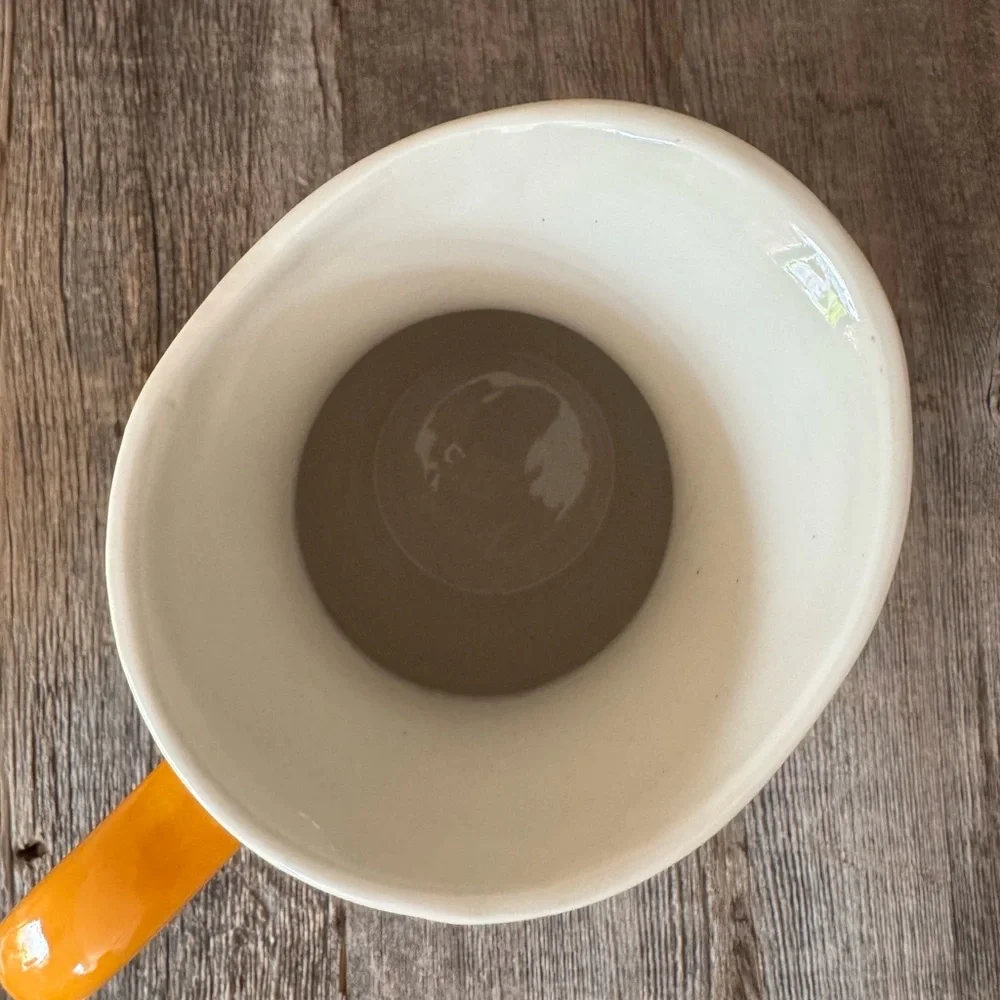 Floral Ceramic Pitcher with Orange Handle - White & Multicolor